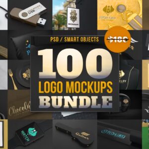 100 Logo Mockups Bundle